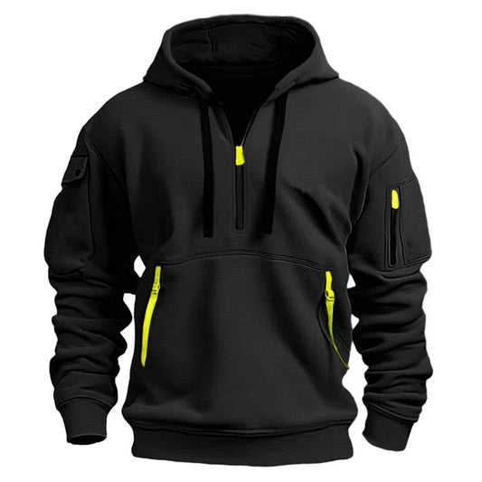 Autumn Winter Men'S Leisure Sports Multi-Zip Arm Pocket Hoodie Jumper Hoodie